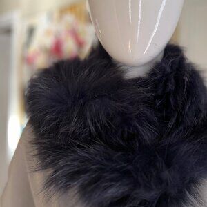 Fox Fur Infinity Scarf in Indigo Blue by Adrienne Landu - Authentic
